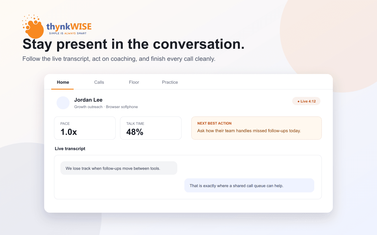 thYnk Assist browser live-call screen